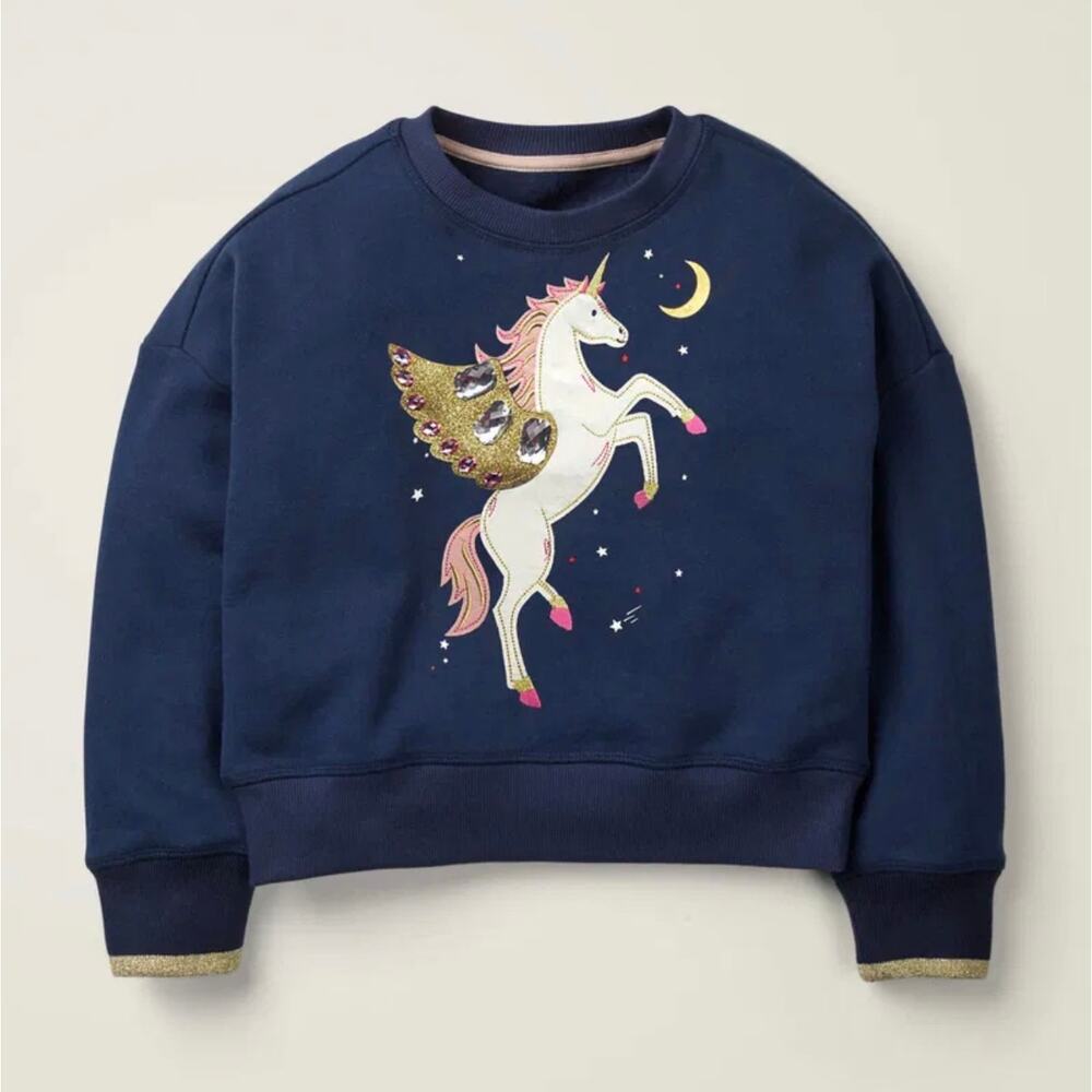 Mini BODEN Embellished Unicorn Sweatshirt Girls 9/10
